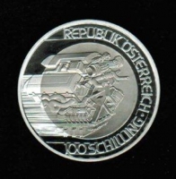 Österreich: 100 Schilling 2001, Mobilität, Silber + Titan 