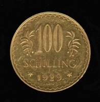 Österreich: 100 Schilling 1929, 1. Republik (1918 - 1938), Gold 
