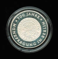 10 Mark 1981 'Motivprobe', 700 Jahre M?nzpr?g. Berlin, in Dose, PP, Silber 
