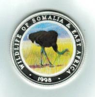 Somalia: 250 Shillings 1998, Vogel Strauß, Silber/Bunt 