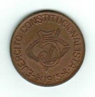 Revolution', 5 Centavos, 1915, RAR 