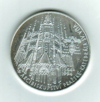 200 Korun 1994, 650 Jahre Erzbistum Prag, glatter Rand, Silber 