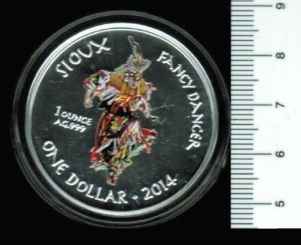 USA: Fancy Dancer Silber-Dollar, 2014, 1 Unze Feinsilber 