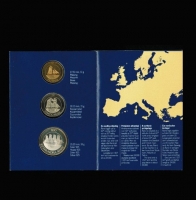 Aland: 10 + 50 + 100 Mark in Messing, Kupfernickel, Silber, eigene Währung 1991, konfisz./Finnen, RAR 