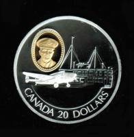 20 Dollars 1993, The Lockhead 14 Super Electra, 1 Unze Feinsilber/0,8g 999 Goldinlay in Dose + Zertifikat 