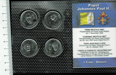 Afrika/Kongo: 4 1 Franc, 2004: Johannes Paul II, vom Priester zum Papst 