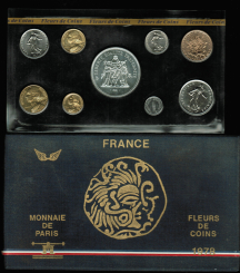 Frankreich: Kursmünzen-Set 1978 'Original', 50 FF - 1 Centime 