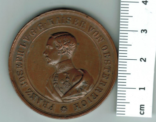 Habsburg/Österreich, 1853: 'Gott schützte Österreich, Kaiser u. Völker', Franz Joseph I./Thema, hist./zeitgen. Medaille aus Kupfer 