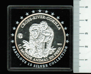 Kamerun: 'Fabulous Silver Collection': 1.000 Francs 2012 Gorillas/Staatswappen, Silberunze in OVP 