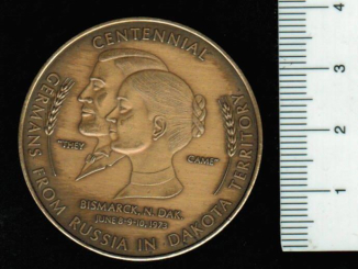 Medaille: Russland-Deutsche nach DAKOTA, Bismarck/'Arbeit macht das Leben süss', Auswanderung 1873 aus Russland nach Dakota/USA 