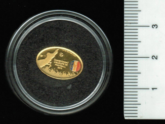 Niger / Afrika: Fußball-WM 2016 in Frankreich, Torwart und Fans im HIntergrund, 1/50 uz = 0,622 g Feingold 