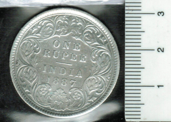 Indien: 1 Rupee, 1887, (KM*492), unter brit. Besatzung, Victoria, Silber 