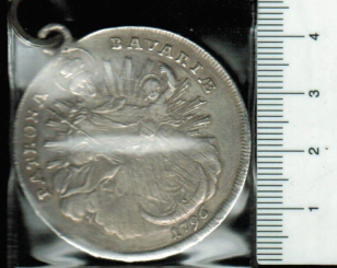Deuschland / Bayern: Konventionstaler, 1796 mit Öse: Patrona Bavariae / Carl Theodor 