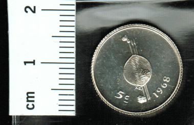 Swasiland: 5 Cents 1968 Nkhotfotjeni, Y*01, Swasischild und Speer 