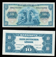 Bank Deutscher Länder: 10 Deutsche Mark 1949, Rosenberg 258, Qualität: II, Banknote 