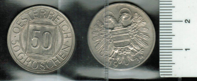 Österreich: 50 Groschen, 1934 (Y*64), Nachtschilling / Österr. Doppelkopfadler, Rarität, vz-stgl 