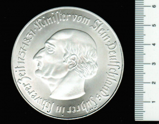 Deutschland - Provinz Westfalen, 1 Billion Mark 1923, J*928, K-N-Zk versilbert, Heinrich Friedrich Carl Reichsfreiherr vom und zum Stein / Ross und Wertangabe 