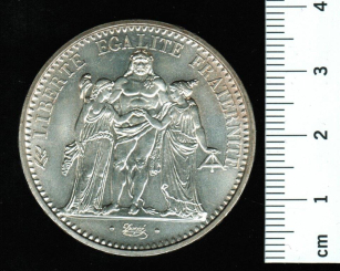 Frankreich: 10 Francs, 1973 (*932), Frankreich: 10 Francs, 1973 (*932)  Herkules beschützt 'Freiheit' und 'Gleichheit', Herkules-Gruppe/Wertseite, 25/900 Silber 