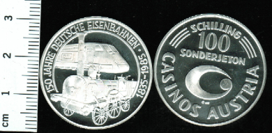 100 Schilling 1985: 100 Jahre Deutsche Eisenbahnen, Silber 