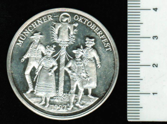 Deutschland/Bayern: Oktoberfest, 1997, Tänzerpaare/Bayr. Grenzstein, 19,77/1000 Silber im Etui 