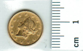 USA: 1 Dollar 1849: Philadelphia, Liberty/Wertseite 1,67g Gold 