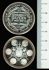 Deutschland / Bayern: Wappen umringt von 6 bay. Herrschern / Königreich Bayern, 19,85g 999 Silber im Etui mit Zertifikat 