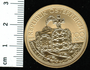 100 Euro, 2008: Krone des Hl. Röm. Reiches, 16 g Feingold 