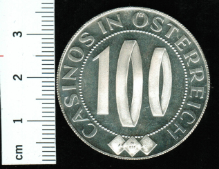 100 Schilling o.Datum: 'Casinos in Österreich' Jolly Joker / Wertseite 