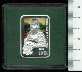 Andorra: 10 Diners, 2008: Leonardo da Vinci / Mona Lisa, Silber/bunt in OVP 