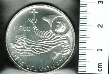 Vatican/Vatikan: 500 Lire, 1969 (Y*115), Papst Paul VI. Giovanni Bat. Montini / Schutzengel, Silber 