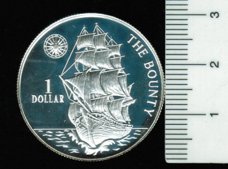 Niue:1 Dollar, 1996, Y*85, 'Bounty' in Erinnerung an die Meuterei, Bounty/Staatswappen, 10g/500 Silber in Dose 