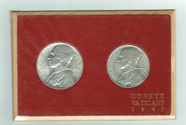 Vatikan/Vatican: 5 + 10 Lire, 1947, Papst Pius XII. in OVP 