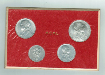 Vatikan/Vatican: 1 + 2 + 5 + 10 Lire 1950, Papst Pius XII., in OVP 