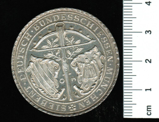 Bayern: 7. Deutsch. Bundes-Schiessen in München: 1881, Titel-Armbrust/Schützen-Adler, 27g Silber 