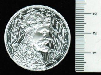 Deutschland: Karl IV *1316 +1378 - Haus 'Luxemburg', Porträt Karl VI/Löwe von Adlern umringt, Silber Medaille, 14,89 fein 