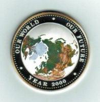 Palau: 5 Dollars 1999, Y 51, Christliche Jahrtausendwende / Weltkarte in Farbe, 1999, Silber 