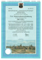 München: 7 1/2% Teilschuldverschreibung, DM-Anleihe von 1994-2004 über DM**100,--, Mantel + Bogen 