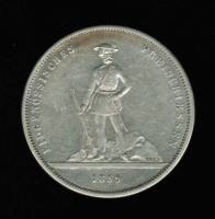 5 Franken 1859, Sch?tzenfest Z?rich / Eidgen?ssisches Freischiessen, Silber 
