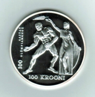 Estland, 100 Krooni 1996, 100 Jtg. 'Olympiade der Neuzeit', Silber 