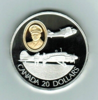 20 Dollars 1990, Robert Leckie als Gold-Inlay, Silber 