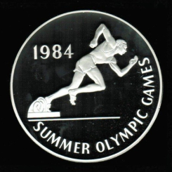 Jamaika: 25 Dollars, 1984, Olympiade in Los Angeles, Sprinter am Start, Silber 