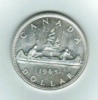 1 Dollar 1965/1966, Indianer und Pelzh?ndler im Kanu, Silber 