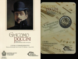 San Marino: 2 Euro 2014, Giacomo Puccini, in OVP, nur 1 x vorhanden 