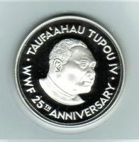 2 Pa'anga 1986, Y*121, 25 Jahre World Wildlife Fund / Buckelwale / Tupou IV., 25.000 Exemplare, Silber 