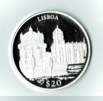 20 Dollars 2000, Motiv: Lissabon, 20g/999 Silber 