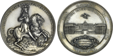 Ludwig Wilh. Markgraf von Baden: zum 300. Geburtstag, gen: Türkenlouis / Sieg über die Türken, Medaille 48,53 Feinsilber 