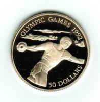 Niue: 50 Dollars 1992 Olympiade Barcelona / Diskuswerfer, 6.000 Exemplare, 7,78 / 583 Gold 