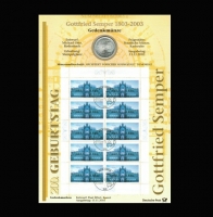 10 Euro 2003, 200. Geburtstag von Gottfried Semper, Silber + Numisblatt 6/2003 
