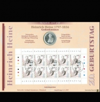 10 D-Mark 1997, Heinrich Heine, Silber + Numisbrief 