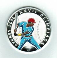 Cuba 10 Pesos 1997, Y 592 Olympiade Sydney 2000 -Silber-/bunt 'Baseball' 5.000 Exemplare 
